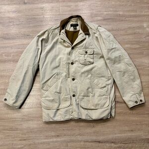 Banana Republic Beige Barn Jacket Leather Collar Size Small Vintage 90s Lined